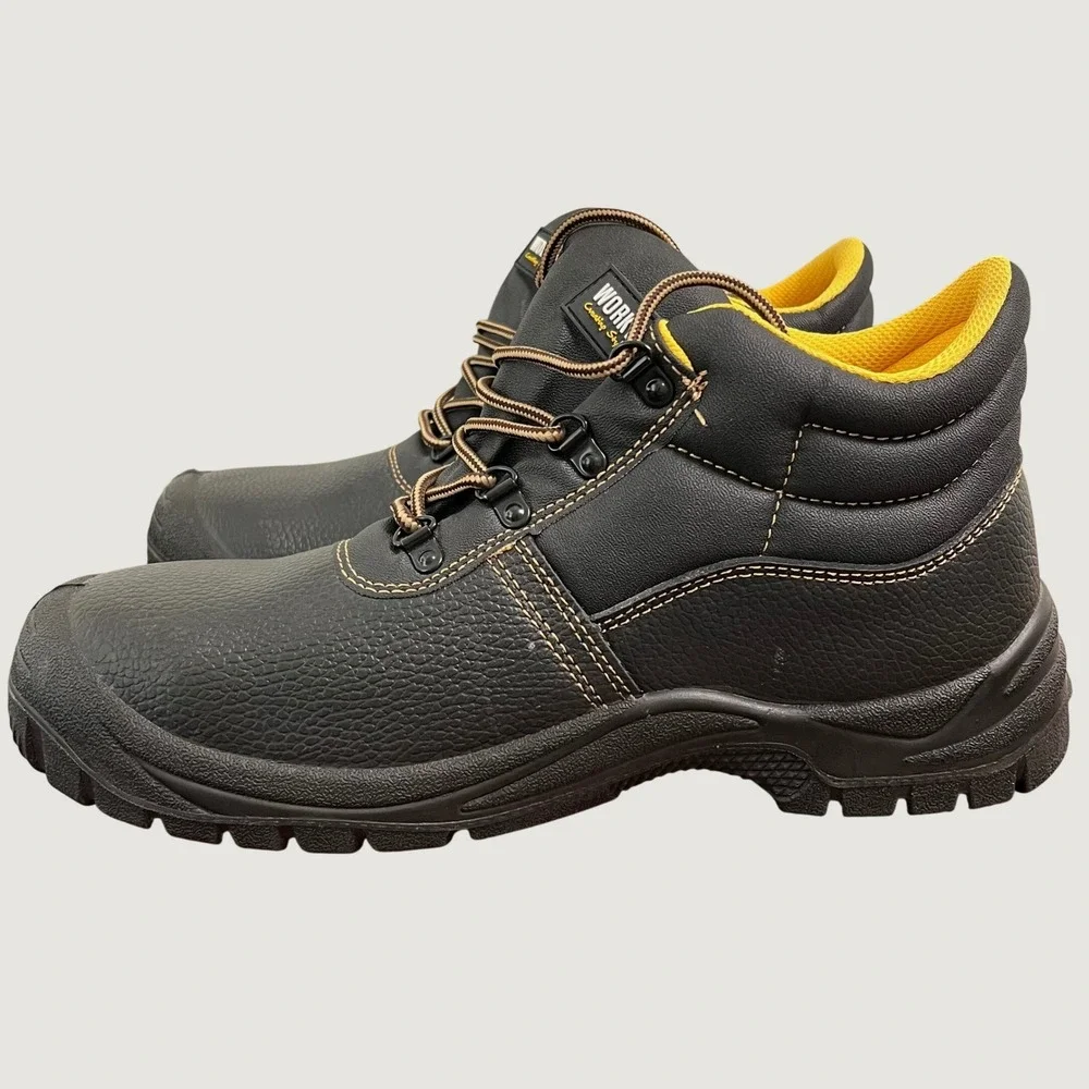 Workteam Leather Safety Work Boots 12 Black P1301 S1P SRC Steel Toe Industrial